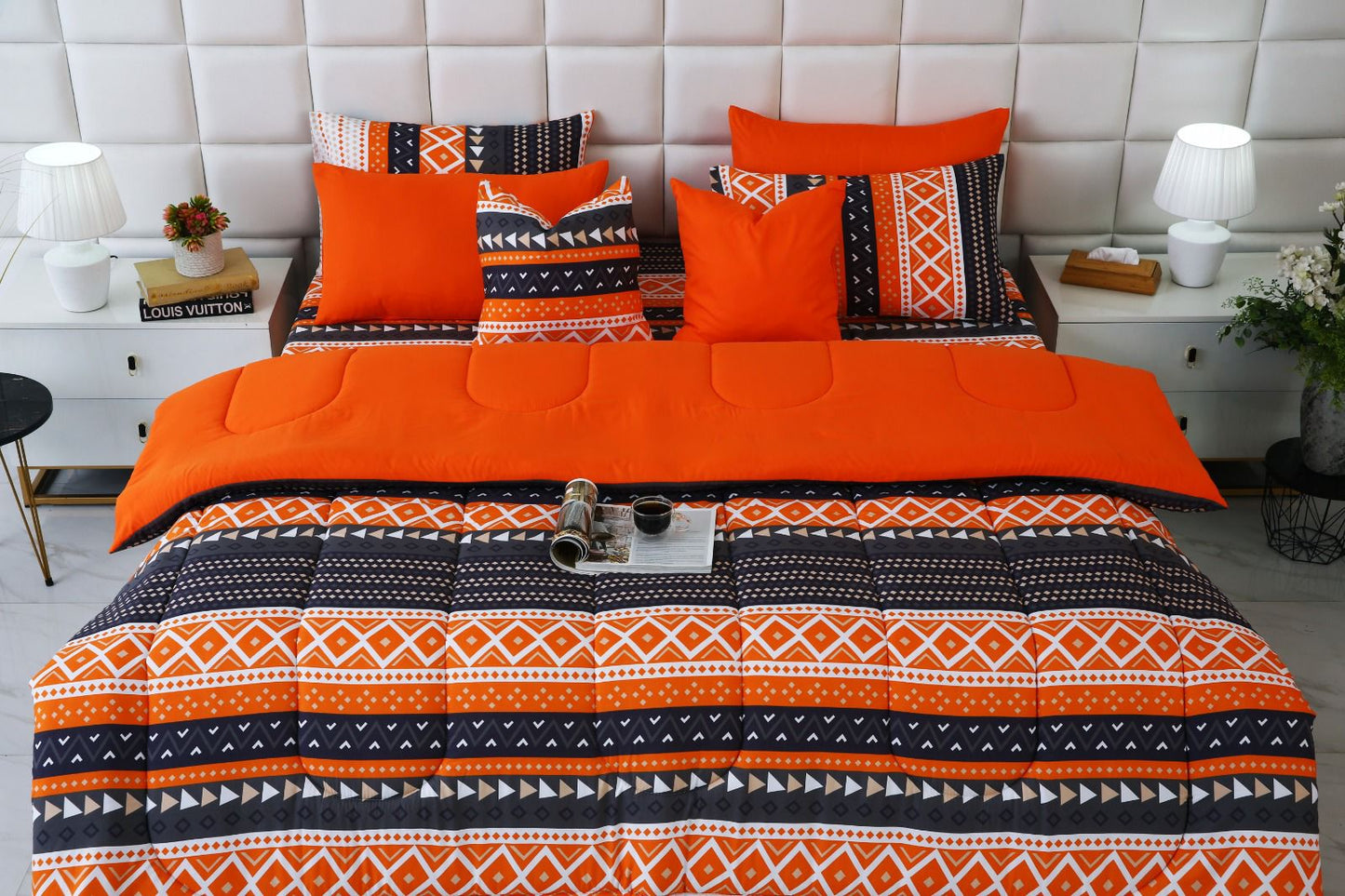 8 PCs Winter Razai Set-Mexican Style Comforters Apricot