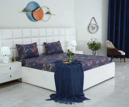 Fitted Bed Sheet-Retro Leaf Fitted Sheets Apricot