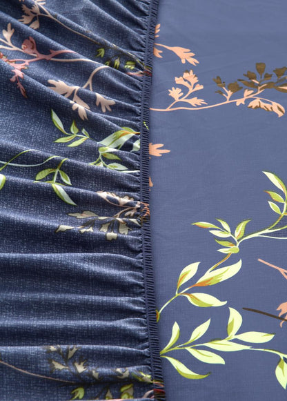 Fitted Bed Sheet-Retro Leaf Fitted Sheets Apricot