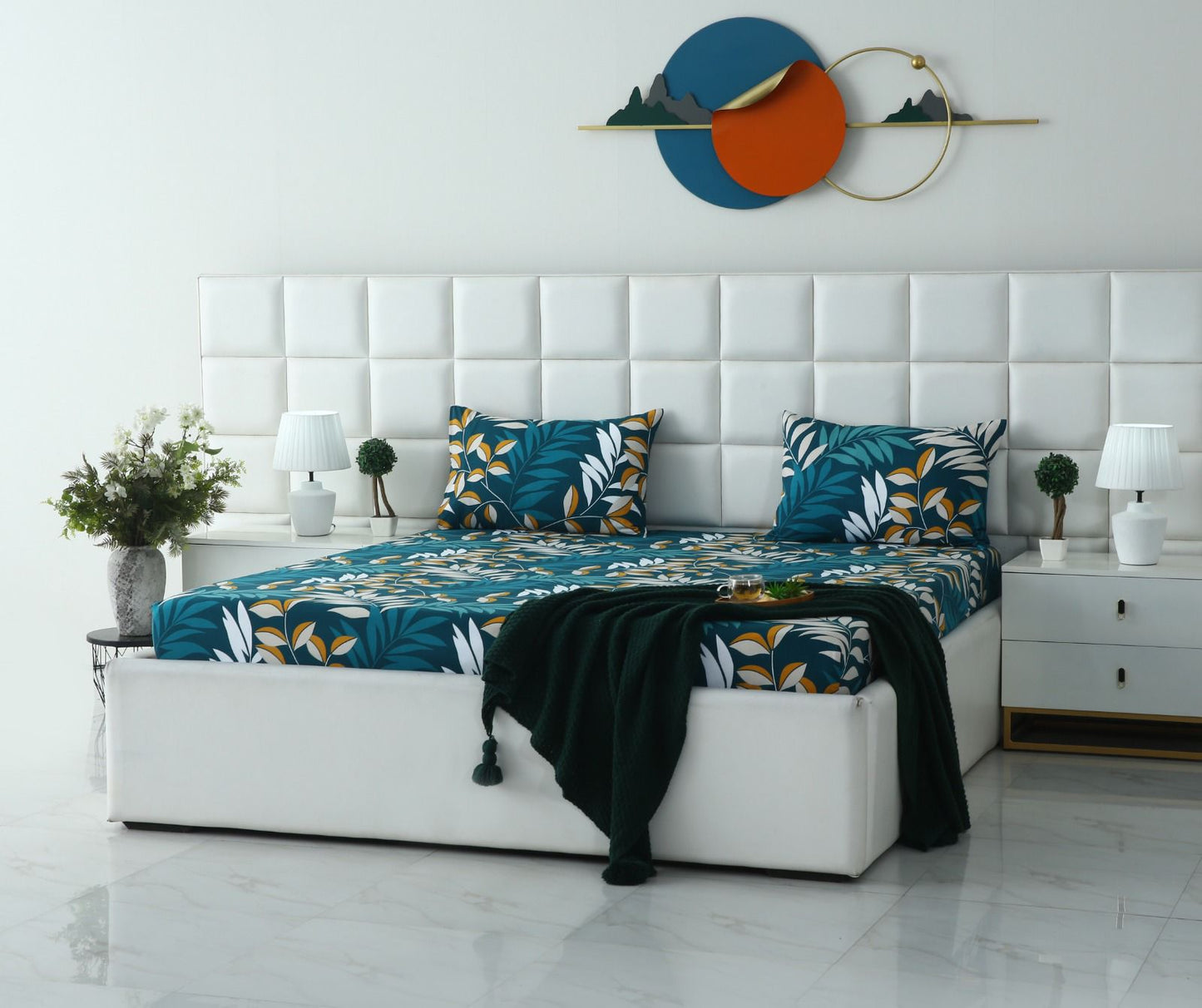 Fitted Bed Sheet-Tropicals Fitted Sheets Apricot