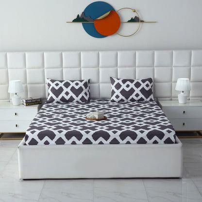 Fitted Bed Sheet-Geometric Patterned Fitted Sheets Apricot