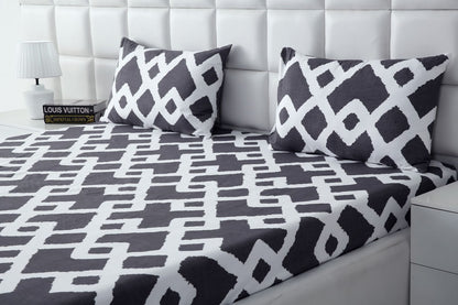 Fitted Bed Sheet-Geometric Patterned Fitted Sheets Apricot