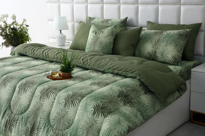 8 PCs Winter Razai Set-Palmy Jungle Comforters Apricot