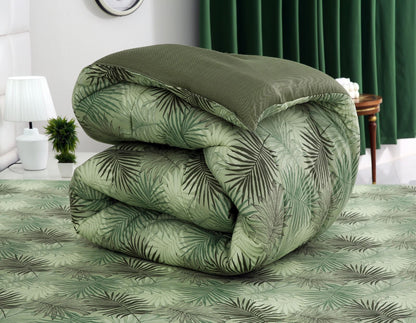 8 PCs Winter Razai Set-Palmy Jungle Comforters Apricot