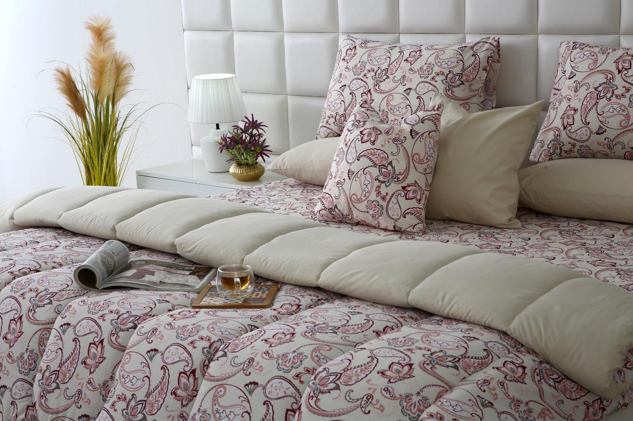 8 PCs Winter Razai Set-Pink Paisley Comforters Apricot