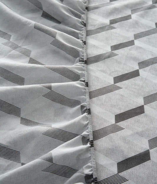 Fitted Bed Sheet-Sliver Triangles Fitted Sheets Apricot