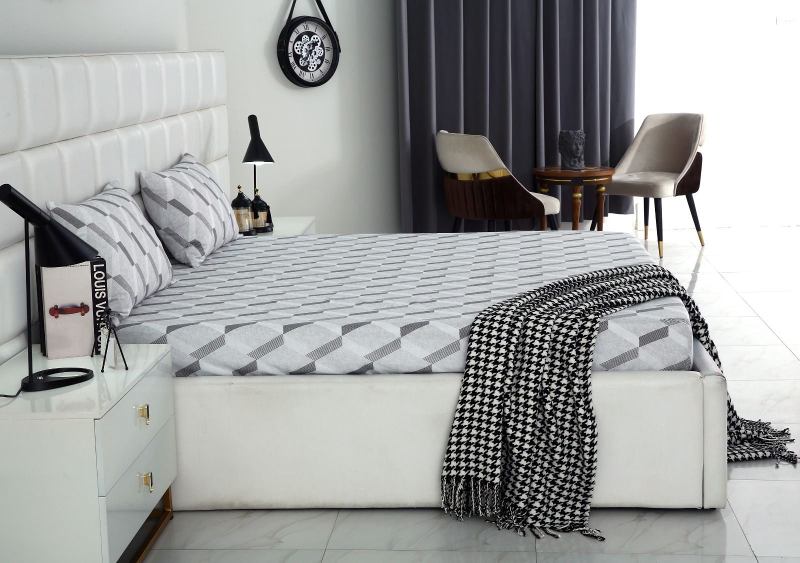 Fitted Bed Sheet-Sliver Triangles Fitted Sheets Apricot