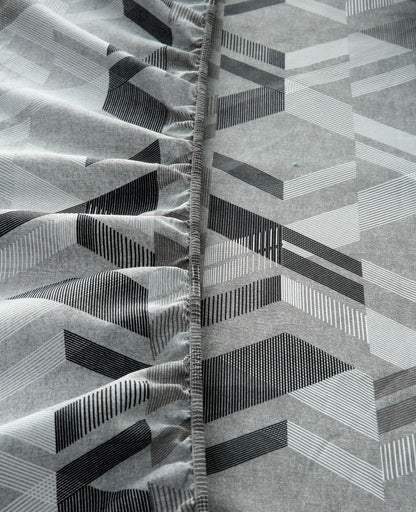 Fitted Bed Sheet-Grey Triangles Fitted Sheets Apricot