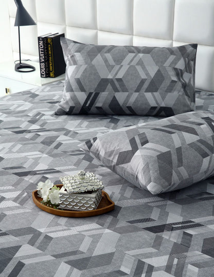 Fitted Bed Sheet-Grey Triangles Fitted Sheets Apricot