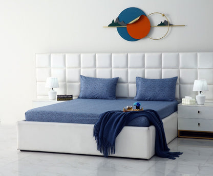 Fitted Bed Sheet-Raincloud Blue Feathers Fitted Sheets Apricot