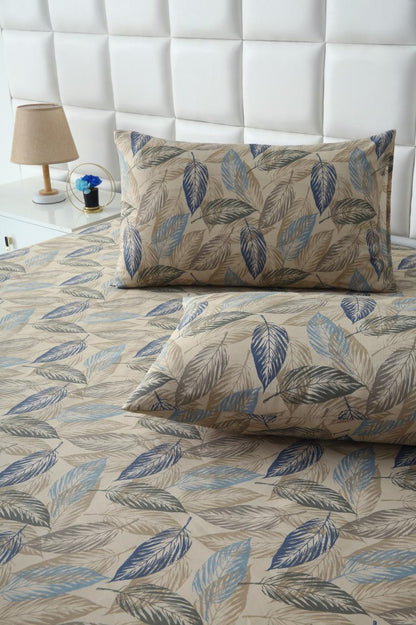 3 PCs Double Bed Sheet-Garden Bench BED SHEET Apricot