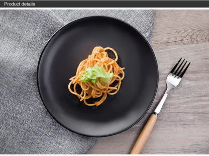 6 Creative Dining Plates-Black cooking set Apricot