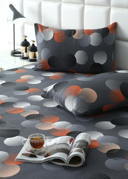 3 PCs Double Bed Sheet-Illustration Design BED SHEET Apricot