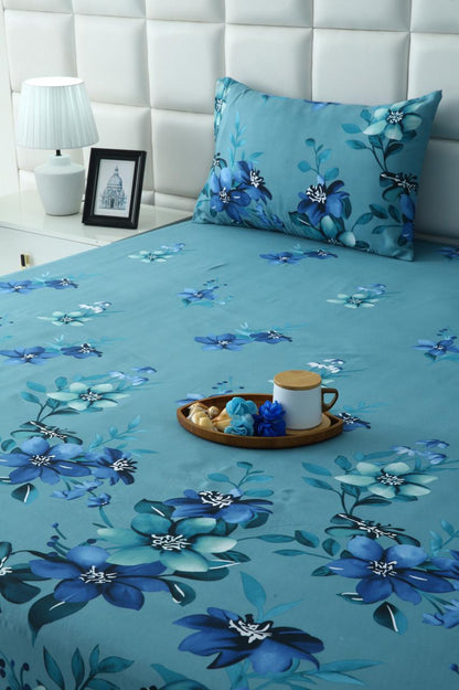 3 PCs Double Bed Sheet-Azure Bloom BED SHEET Apricot