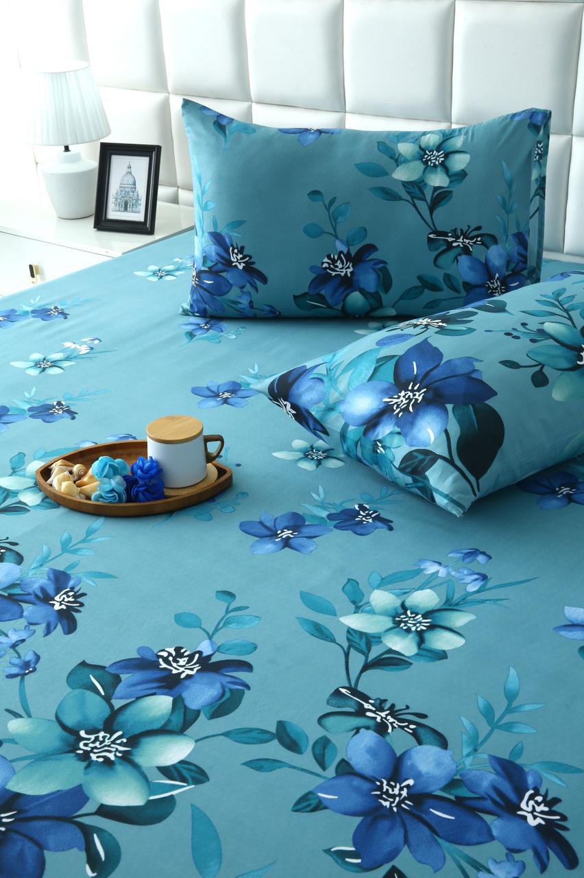 3 PCs Double Bed Sheet-Azure Bloom BED SHEET Apricot