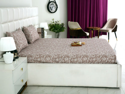 Fitted Bed Sheet-White Peonies Fitted Sheets Apricot