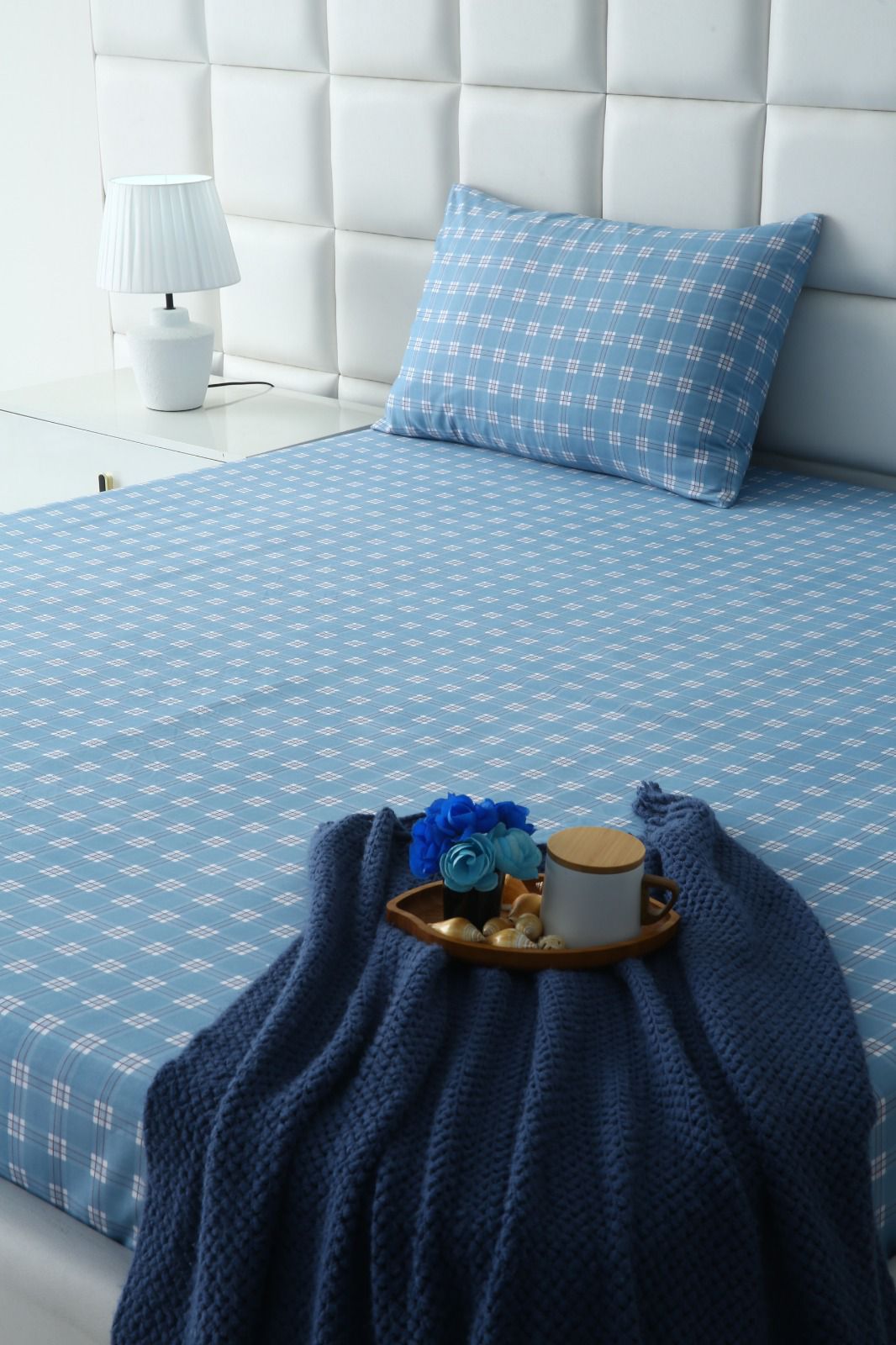 Fitted Bed Sheet-Waterfall Geometric Fitted Sheets Apricot