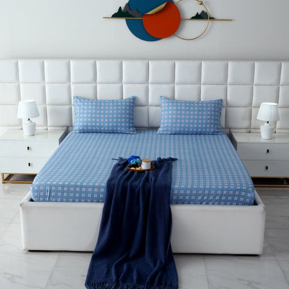 Fitted Bed Sheet-Waterfall Geometric Fitted Sheets Apricot