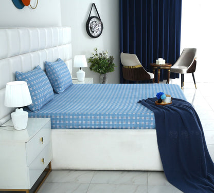 Fitted Bed Sheet-Waterfall Geometric Fitted Sheets Apricot