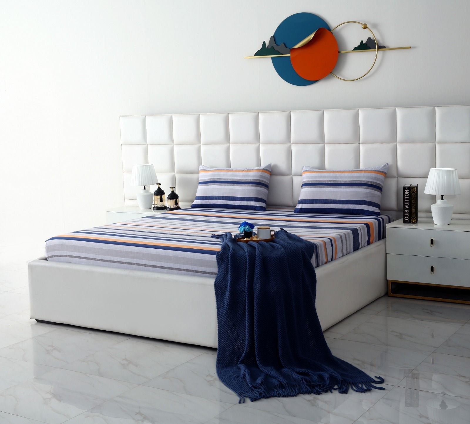 Fitted Bed Sheet-Multi Bands Fitted Sheets Apricot