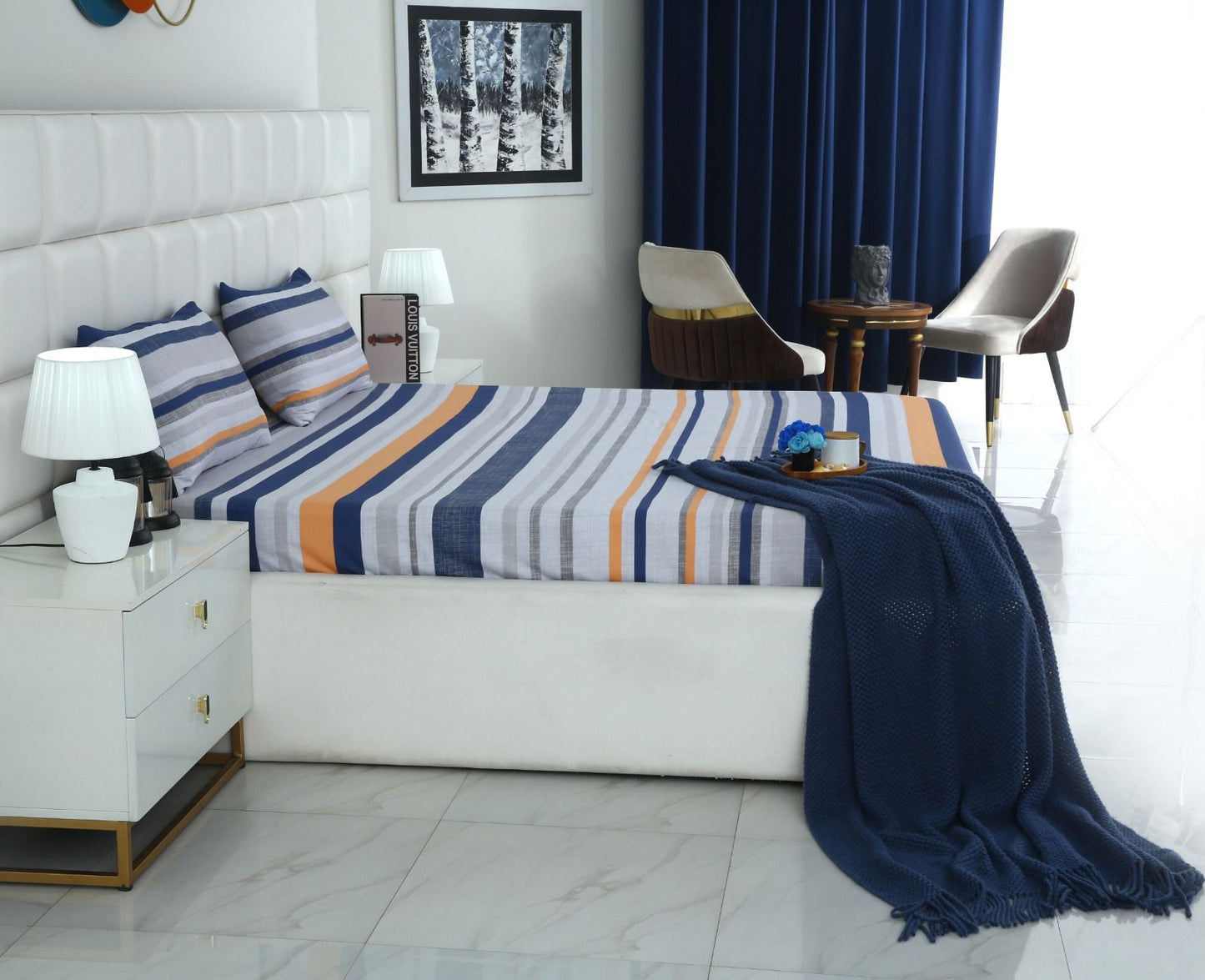 Fitted Bed Sheet-Multi Bands Fitted Sheets Apricot