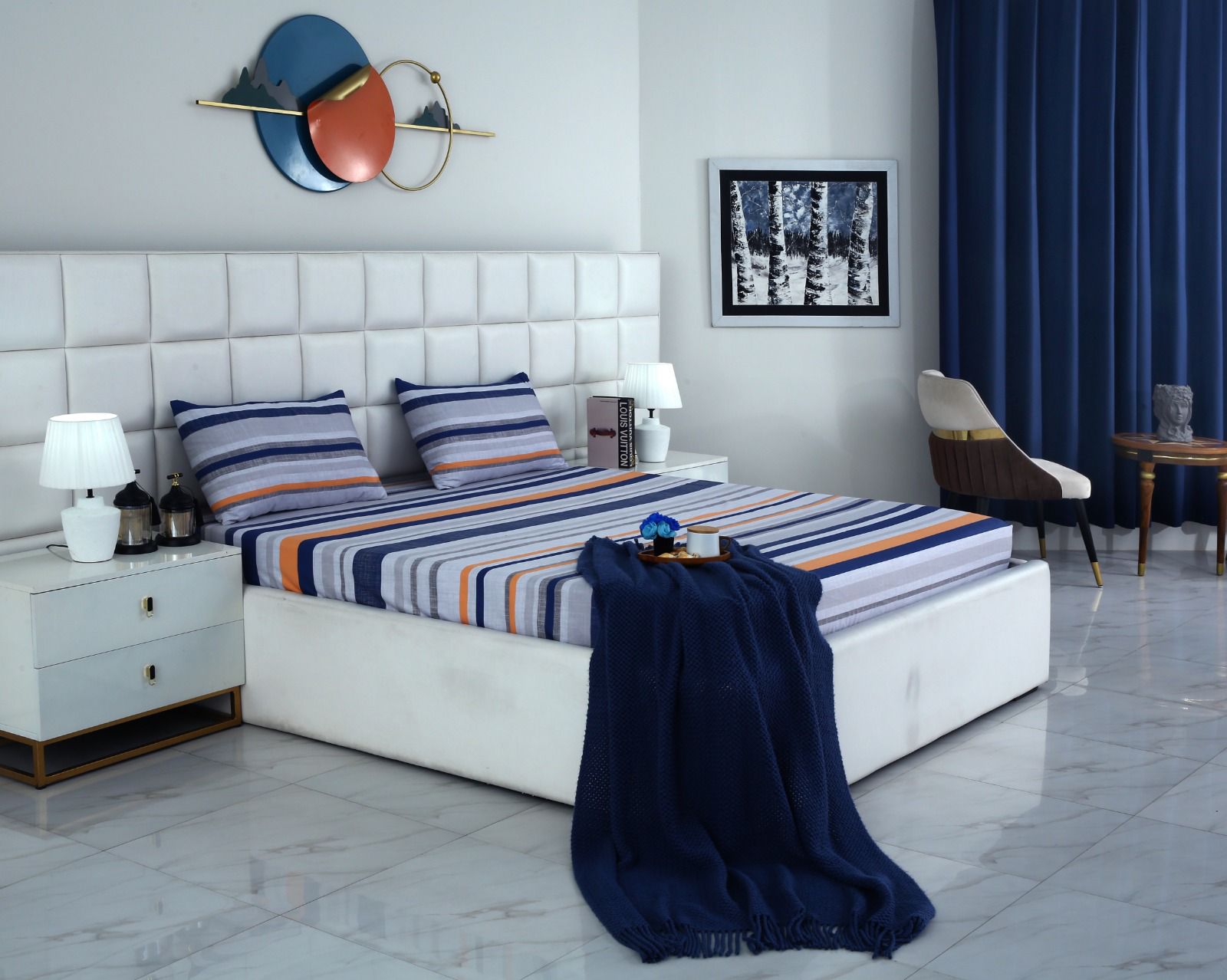 Fitted Bed Sheet-Multi Bands Fitted Sheets Apricot