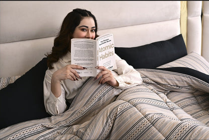 8 PCs Winter Razai Set-Bohemian Tufted Comforters Apricot