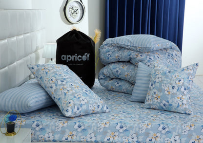 8 PCs Winter Razai Set-Pastel Petals Comforters Apricot