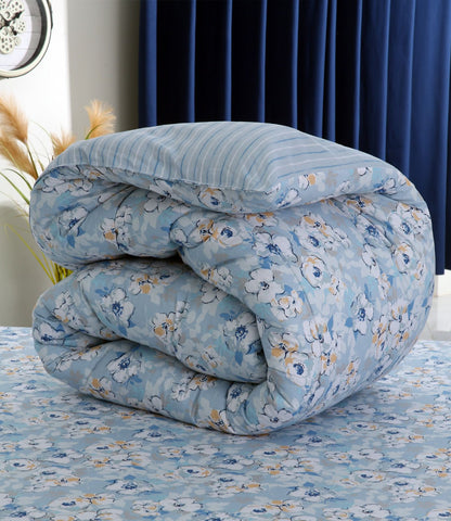 8 PCs Winter Razai Set-Pastel Petals Comforters Apricot