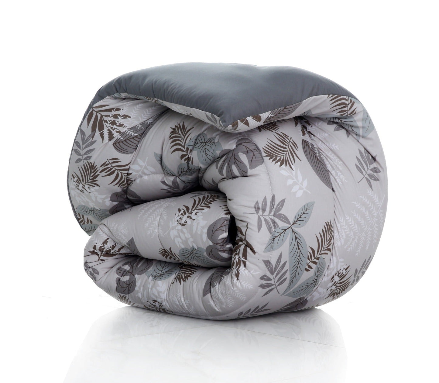 8 PCs Winter Razai Set-Leaf Style(With Grey Reverse) Comforters Apricot