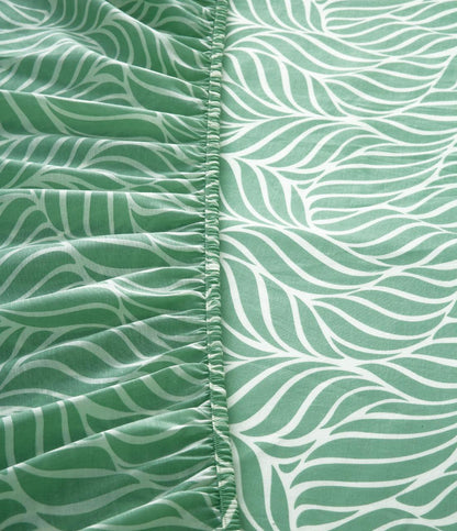 Fitted Bed Sheet-Leafy Spiral Fitted Sheets Apricot