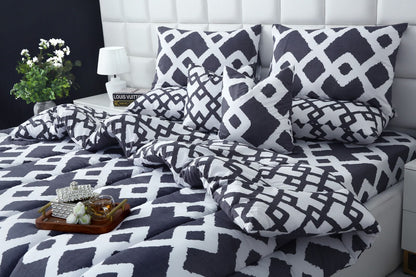 5 PCs Single Razai Set-Grey Diamond Comforters Apricot