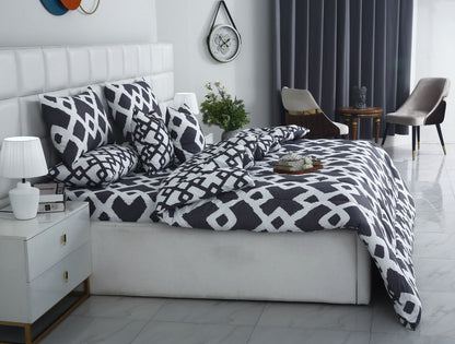 5 PCs Single Razai Set-Grey Diamond Comforters Apricot