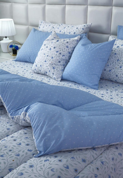 8 PCs Winter Razai Set-Bellflower Comforters Apricot