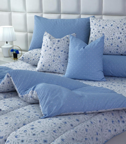 8 PCs Winter Razai Set-Bellflower Comforters Apricot