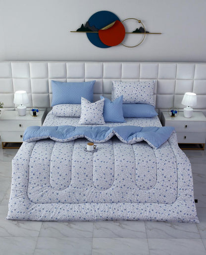 8 PCs Winter Razai Set-Bellflower Comforters Apricot