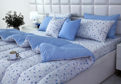 8 PCs Winter Razai Set-Bellflower Comforters Apricot