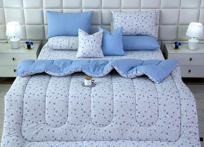 8 PCs Winter Razai Set-Bellflower Comforters Apricot