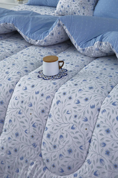 8 PCs Winter Razai Set-Bellflower Comforters Apricot