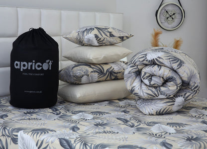 8 PCs Winter Razai Set-Hawaii(With Base Reverse) Comforters Apricot