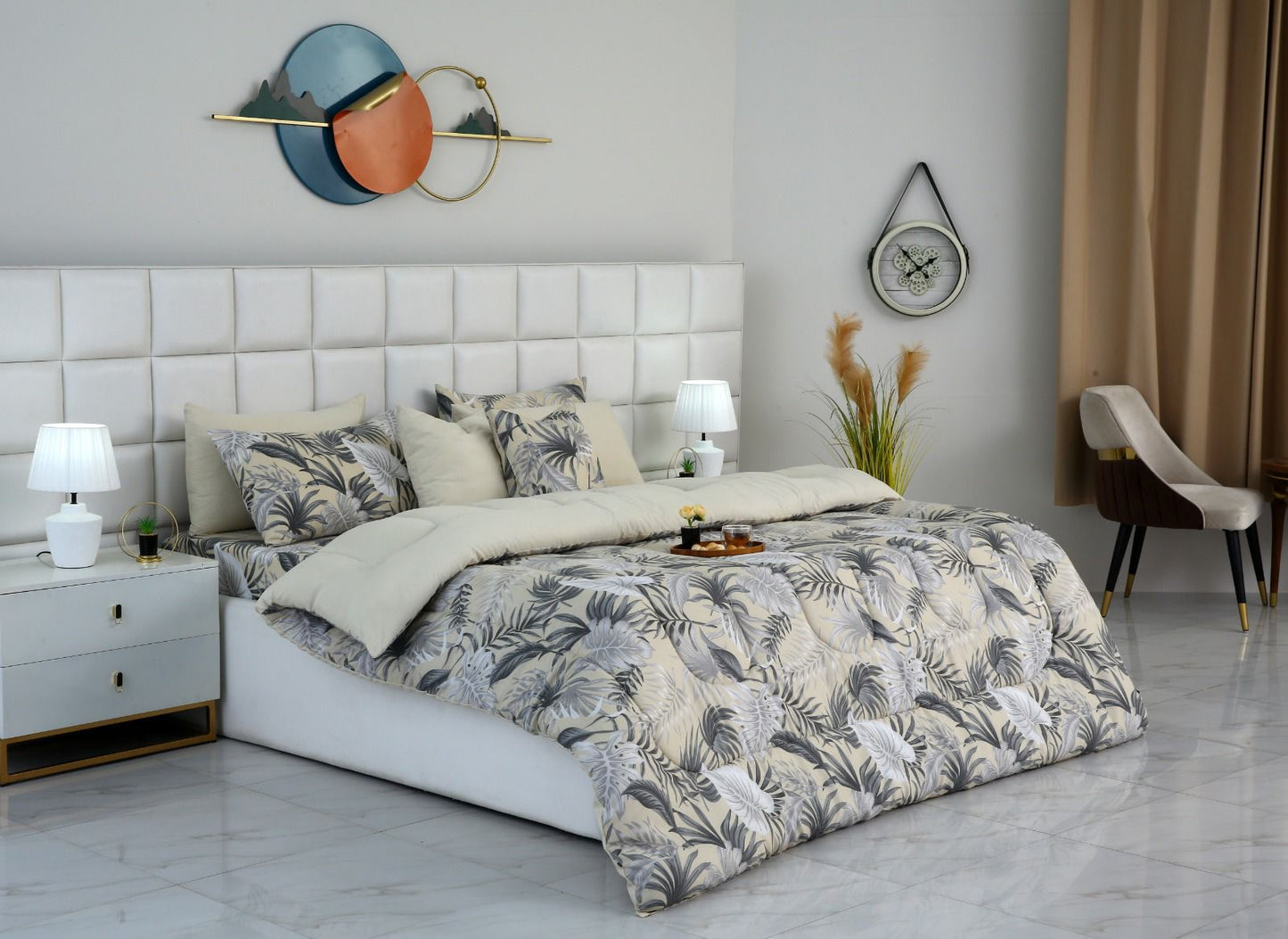 8 PCs Winter Razai Set-Hawaii(With Base Reverse) Comforters Apricot