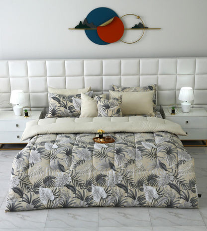 8 PCs Winter Razai Set-Hawaii(With Base Reverse) Comforters Apricot