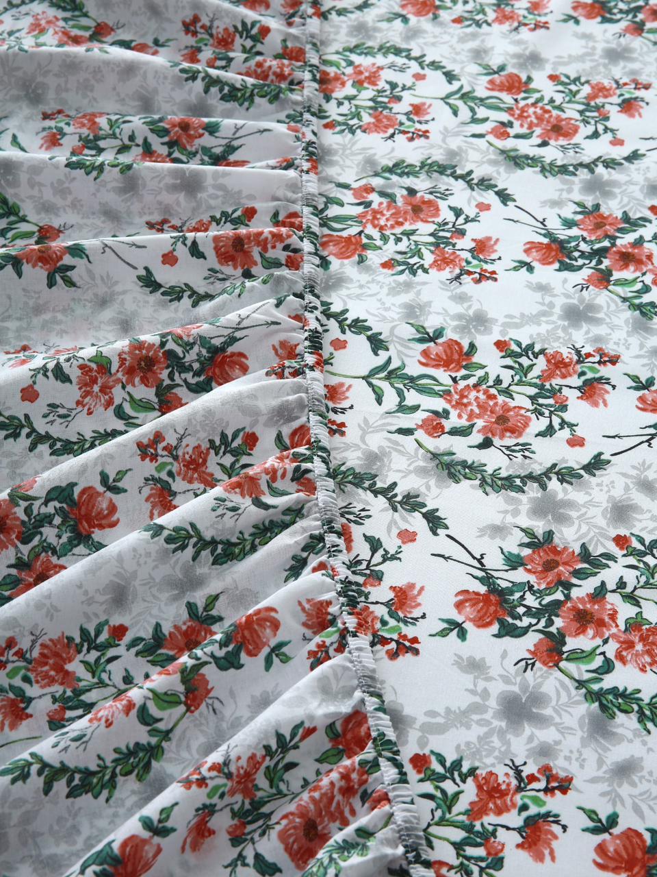 Fitted Bed Sheet-Emerald Blooms Fitted Sheets Apricot