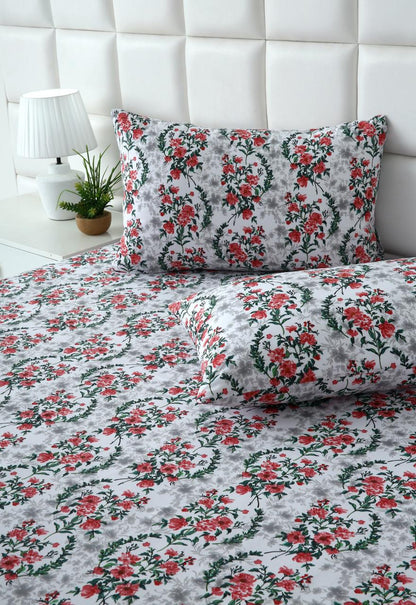 Fitted Bed Sheet-Emerald Blooms Fitted Sheets Apricot