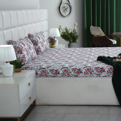 2Pcs Single Bed Sheet-Emerald Blooms single bed sheet Apricot