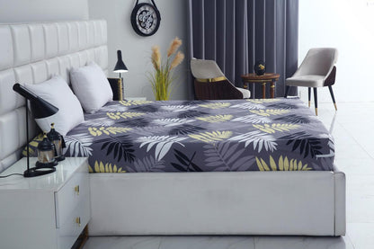 Zipper Mattress Cover Printed-Black Feathers Protectors Apricot