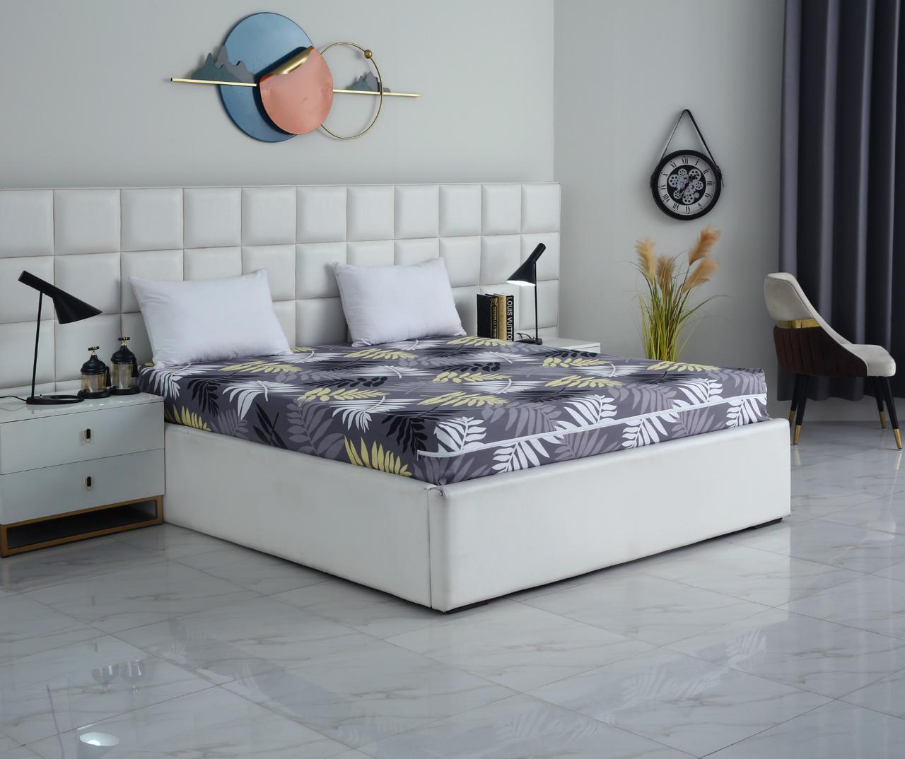 Zipper Mattress Cover Printed-Black Feathers Protectors Apricot