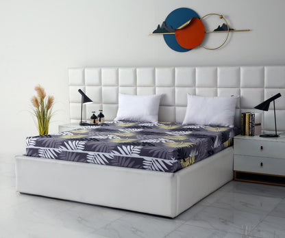 Zipper Mattress Cover Printed-Black Feathers Protectors Apricot