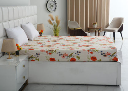 Zipper Mattress Cover Printed-Cosmic Bloom Protectors Apricot