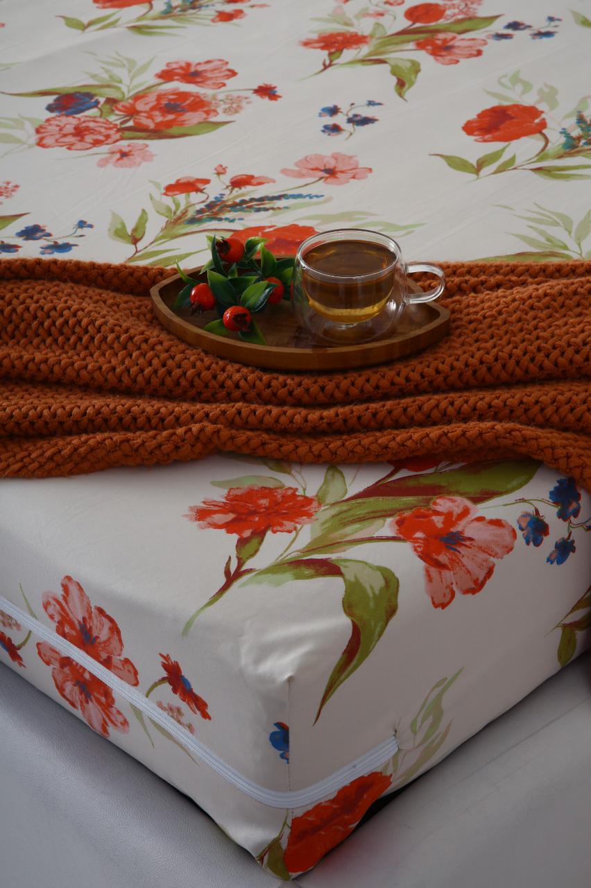 Zipper Mattress Cover Printed-Cosmic Bloom Protectors Apricot